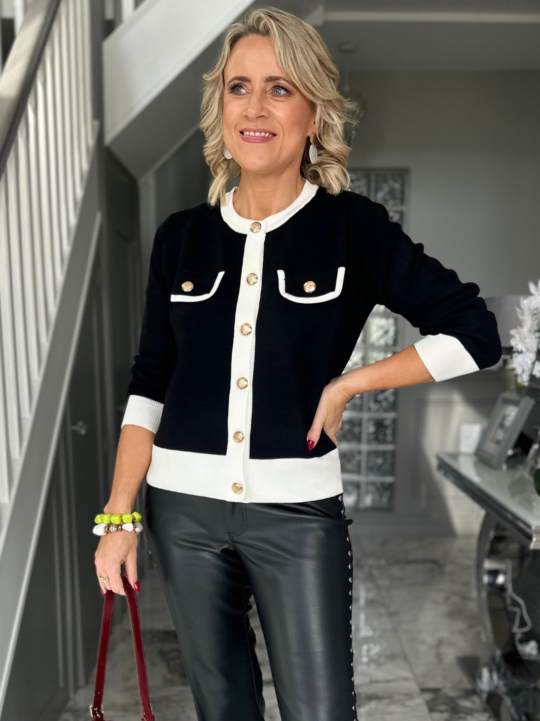 Kate & Pippa Coco Cardigan Black/White