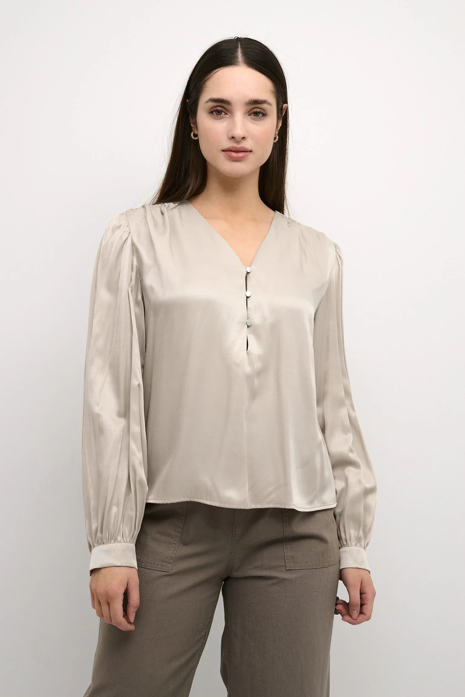 Kaffe Curve Mille Blouse in Feather Gray