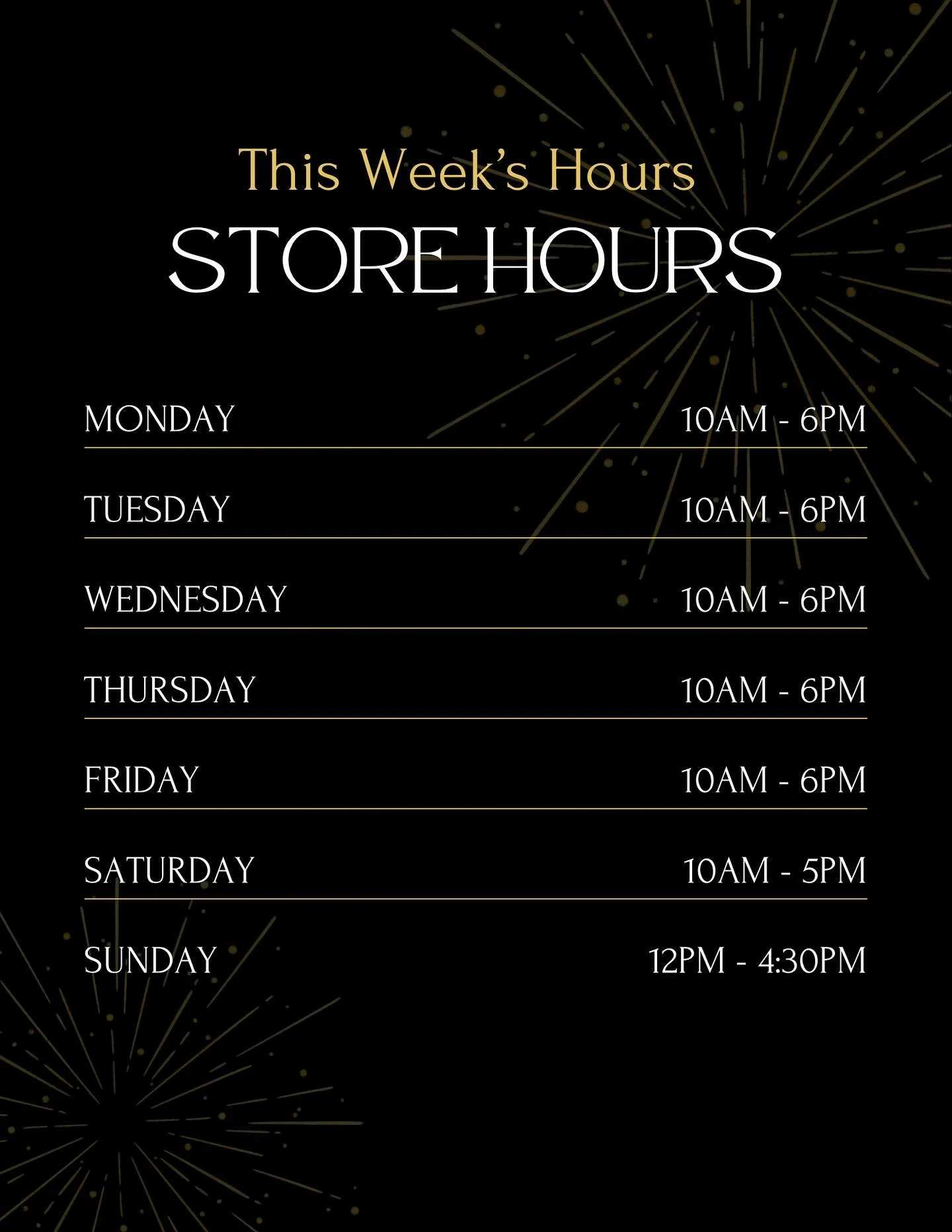 Updated store hours! ✨ You asked&hellip; so we&rsquo;re opening this Sunday only 🤍 Stop by and shop your favourites!