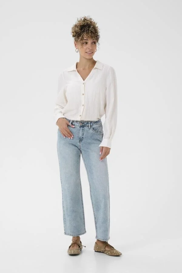 Cream Lisa Stright Leg 7/8 Jeans Stowe Medium Blue