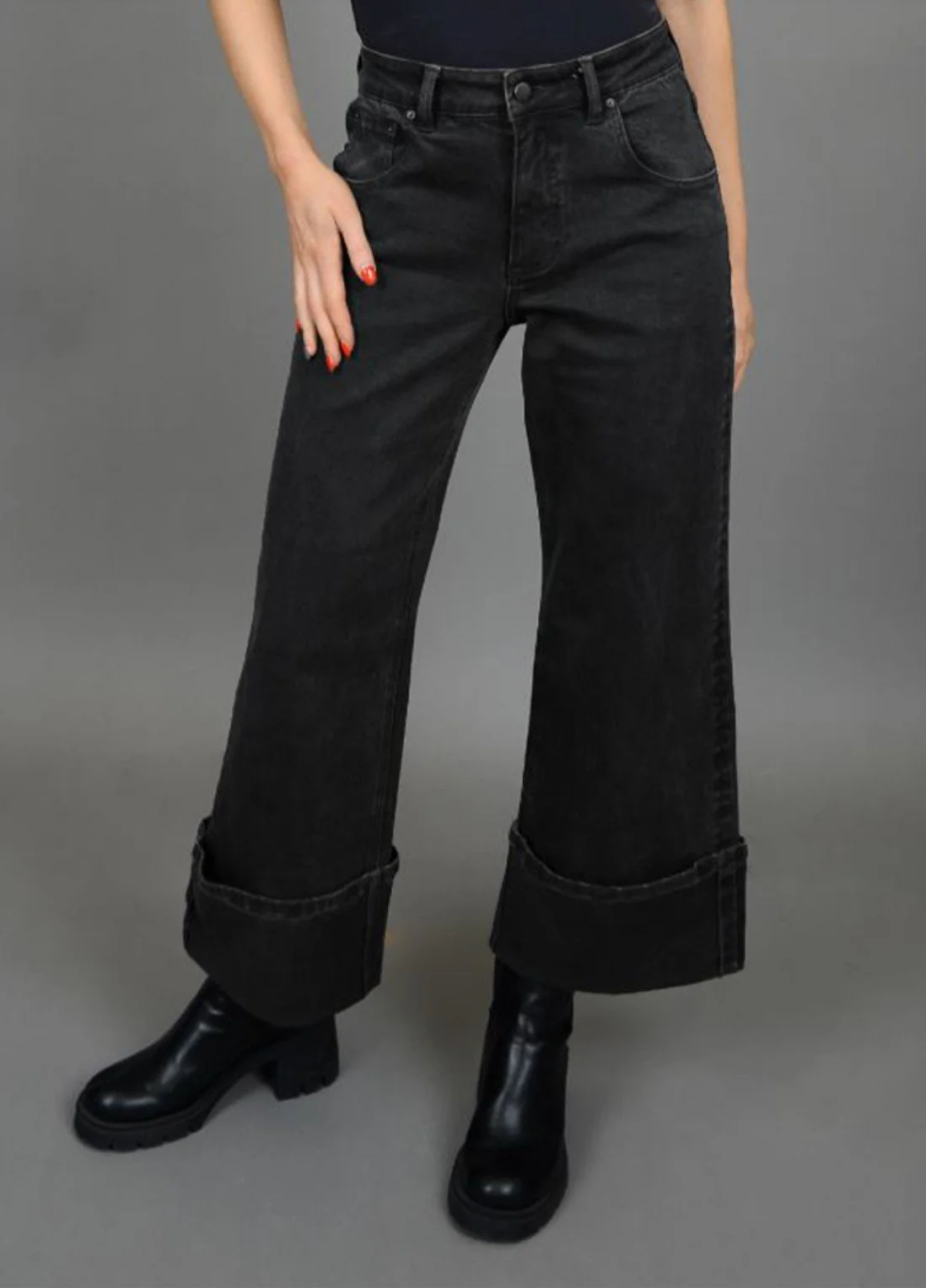 Rd Style Carla Stretch Denim Cuff Pant Black