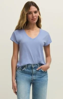 Z Supply Modern V Neck Tee Blue Light