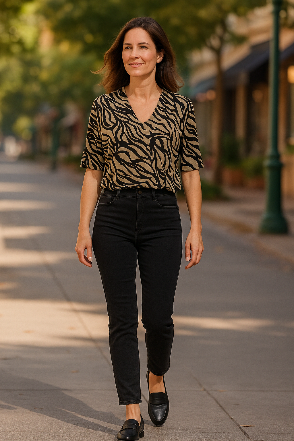 Fransa Flora Top Black Art