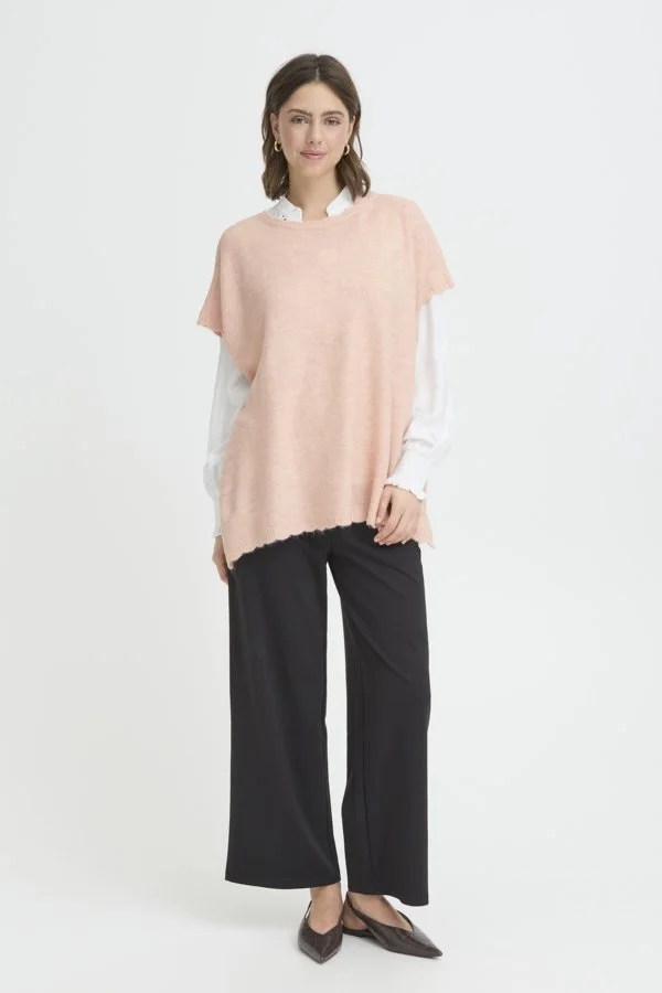 Fransa Elise Poncho Sweater Rose Smoke