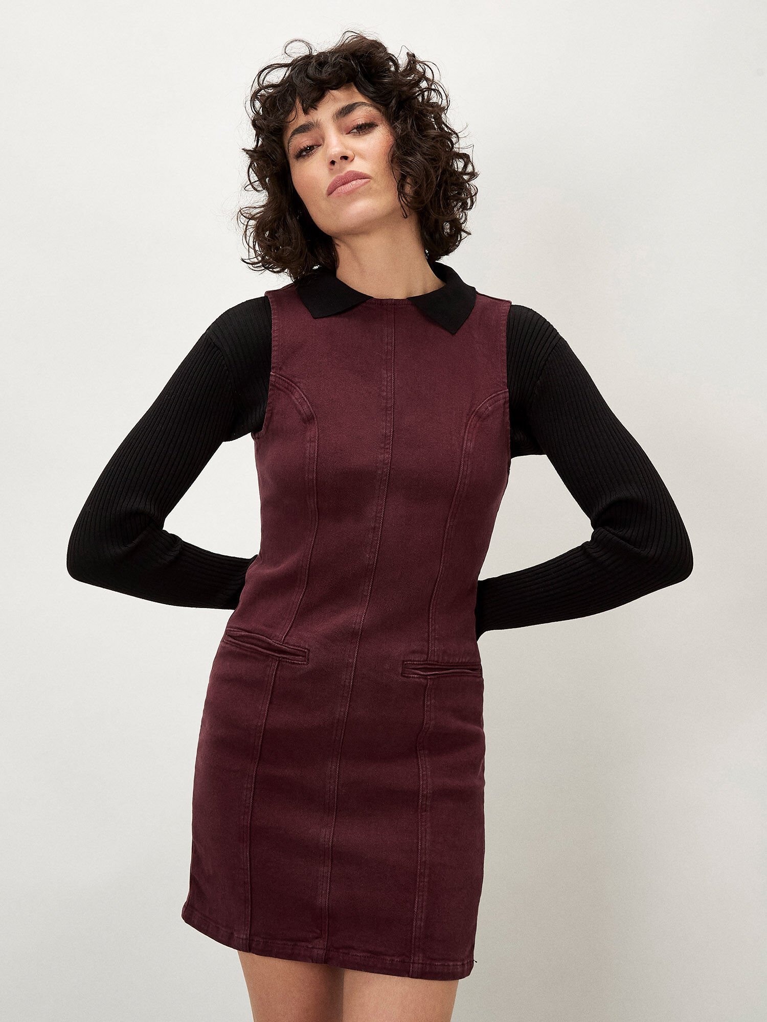 Apricot Denim Shift Mini Dress