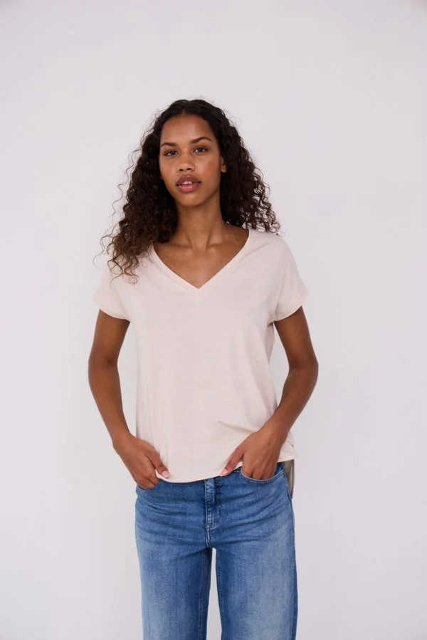 Ichi Kate Rebel V Neck Top Tapioca
