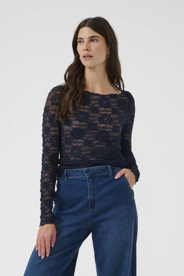 Cream Maddie Blouse Navy