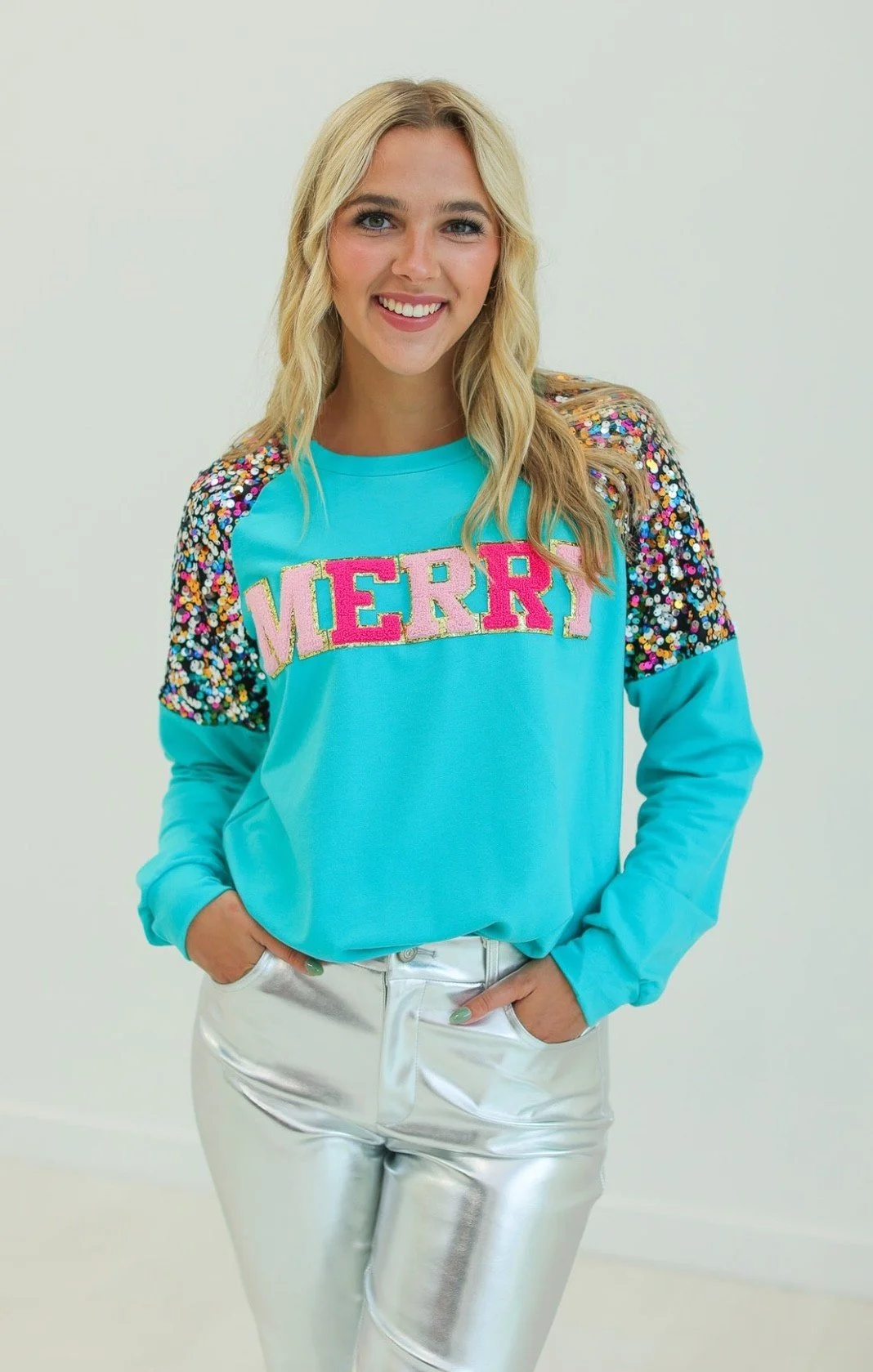 MERRY Turquoise Sweatshirt