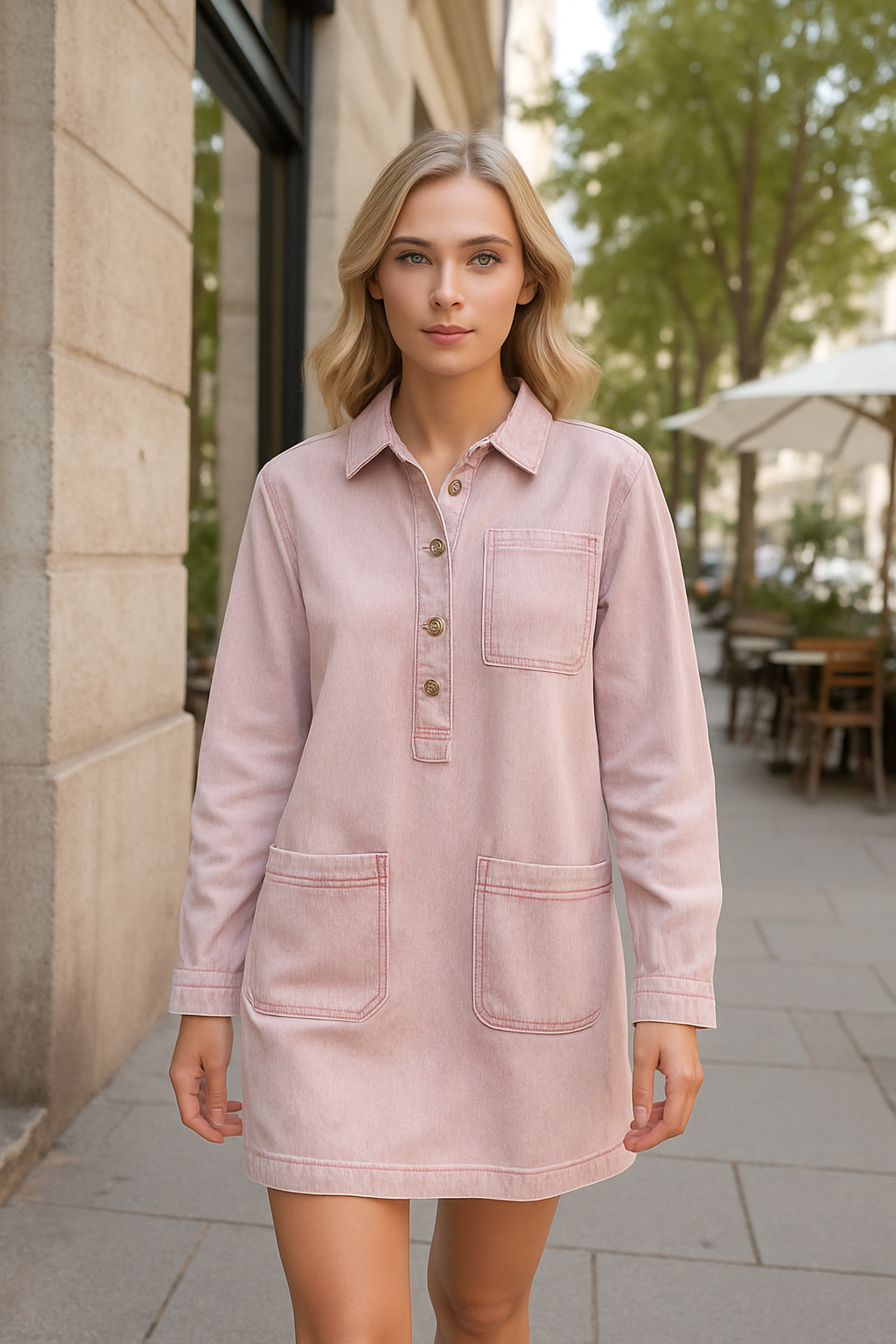 The Everyday Denim Dress Rose