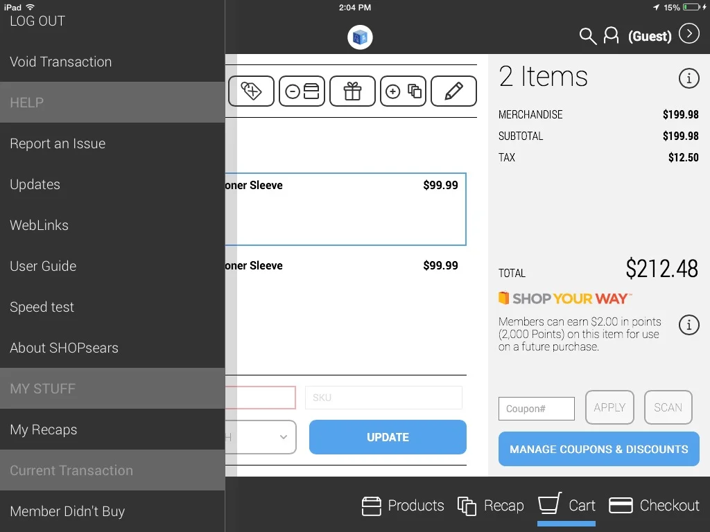 Transaction Navigational Menu