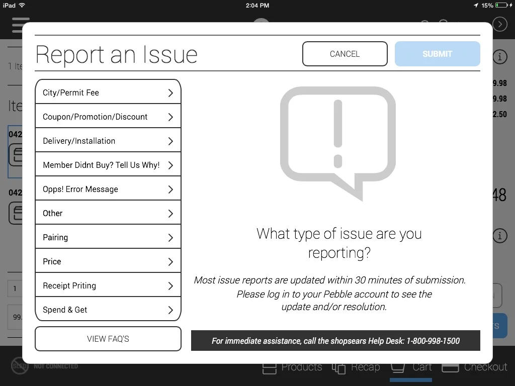 Issue Reporting Modal