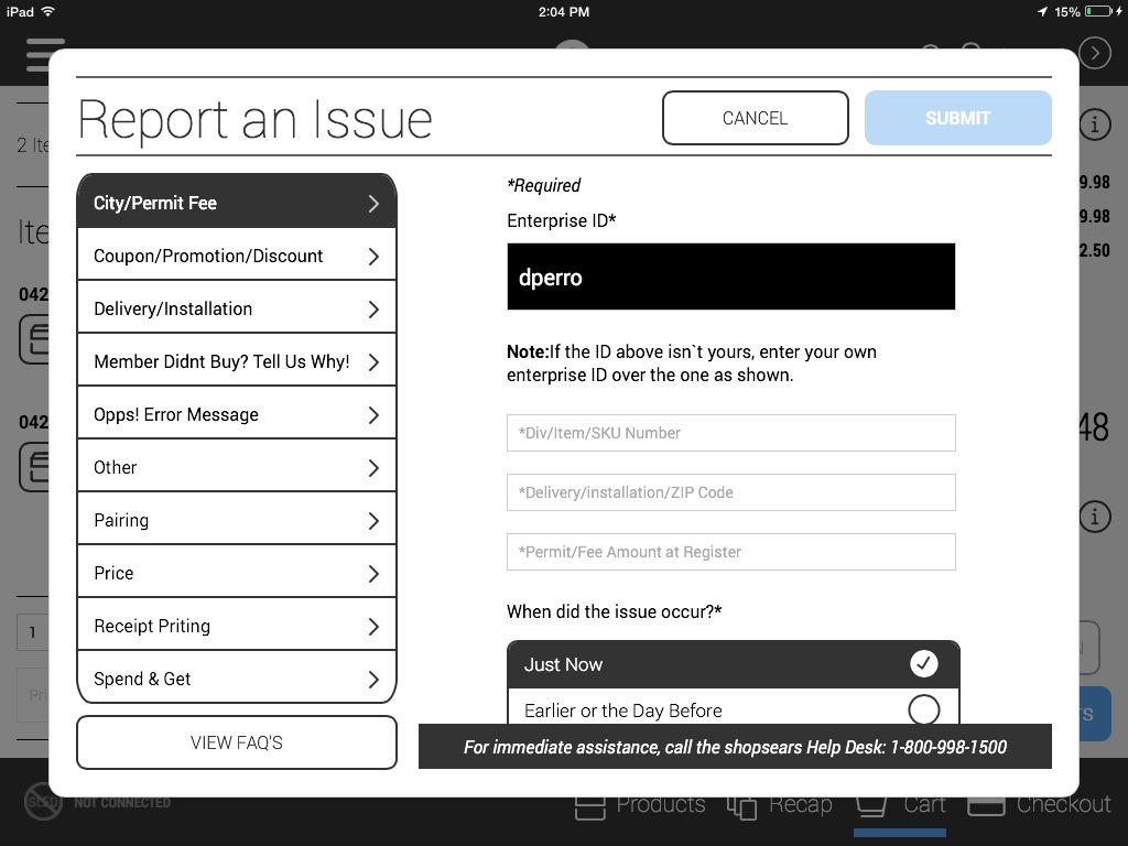 Issue Reporting Modal