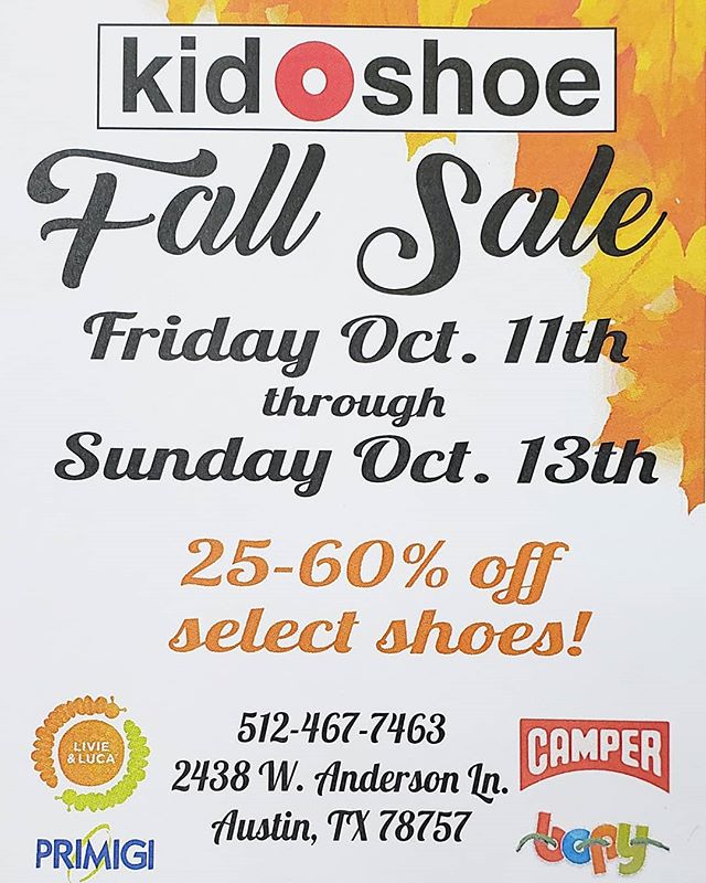 Don't forget that our Annual Fall Sale is in one week! 🍁🍂 #atx #atxlocal #austin #shoplocal #shopatx #atxshoes #atxkids #atxkidshoes #austinkidsfashion #atxkidsfashion #austinkids #austinkidshoes #shoplocalatx #kidsstyle #austinshoes #austinshoploc