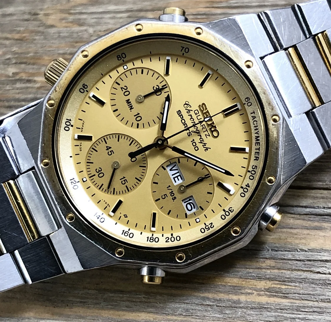 1983 Seiko 7A38-702H Quartz Chronograph “Royal Oak” Sports 100 (Two-Tone)