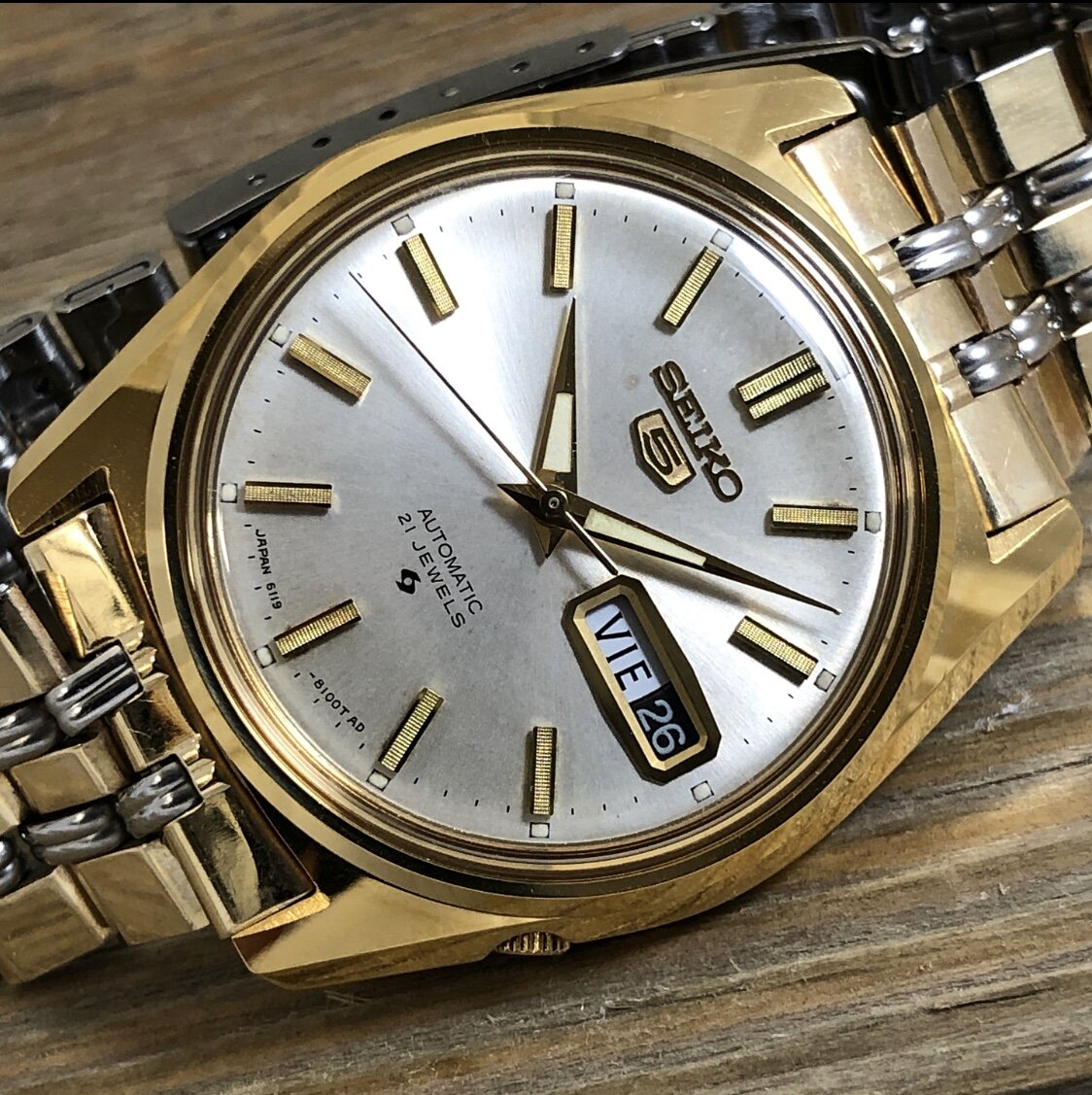 1970 NOS Seiko 6119-8090 “5” Automatic Day/Date (Gold Filled) FULL KIT