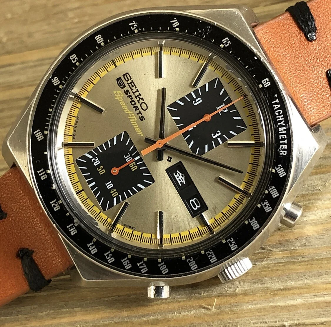 1975 JDM Seiko 6138-0030 5 Sports Speed Timer  "Kakume" (Champagne)