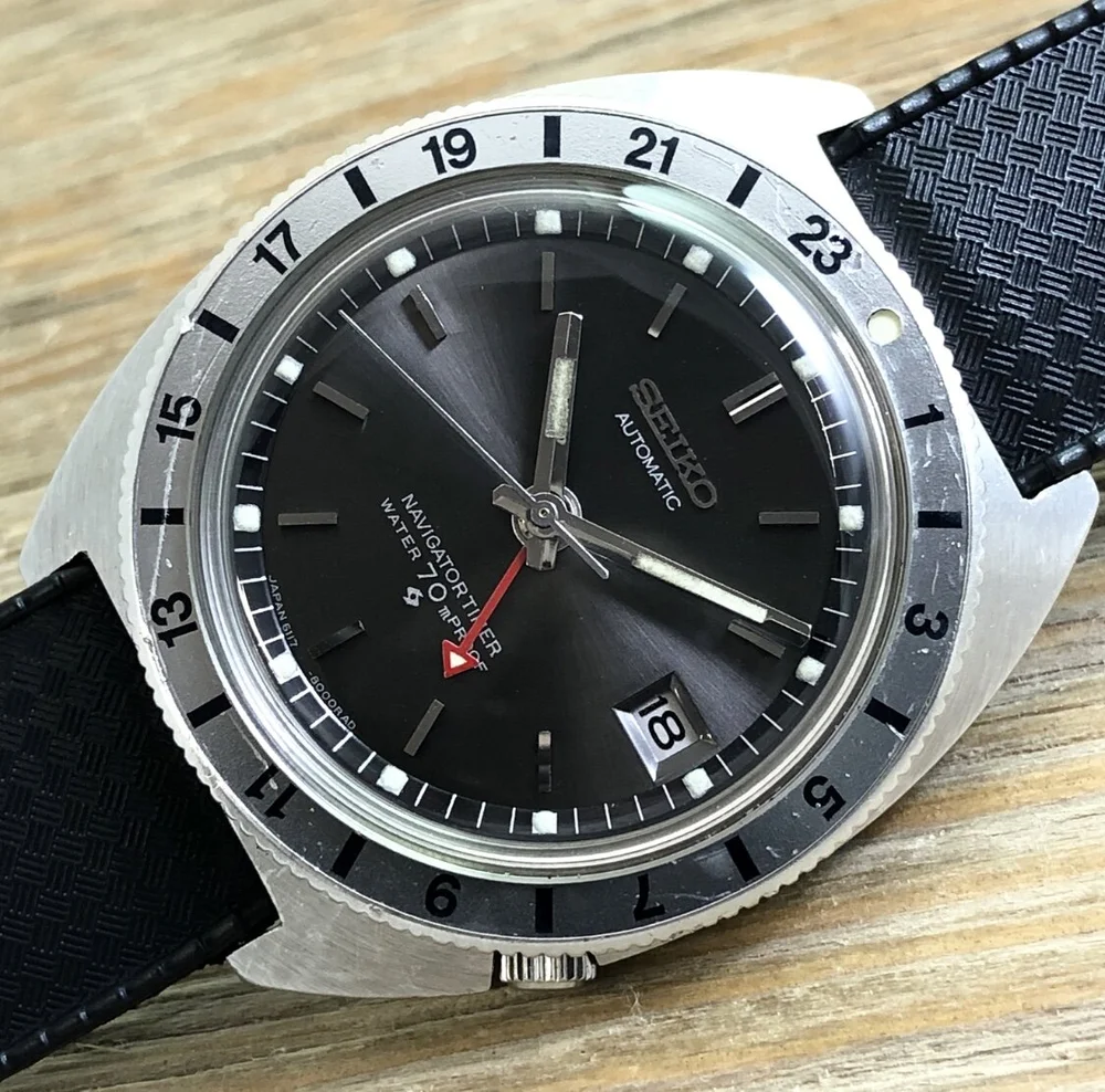 1968 Seiko 6117 8000 Automatic 70m Navigator Timer Gmt Proof