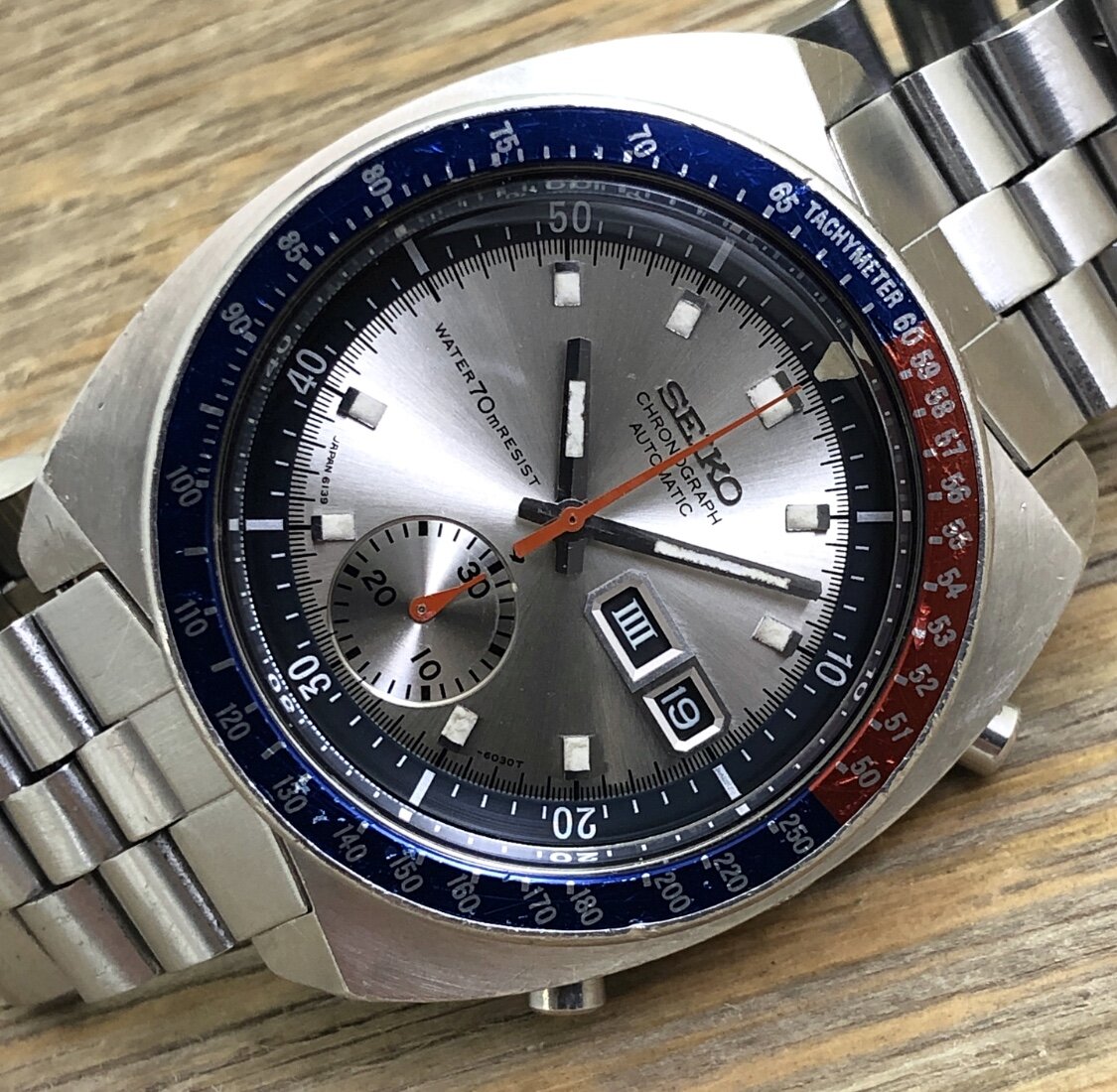 1971 Seiko 6139-6002 Automatic Chronograph “Silver Pogue” (Resist)