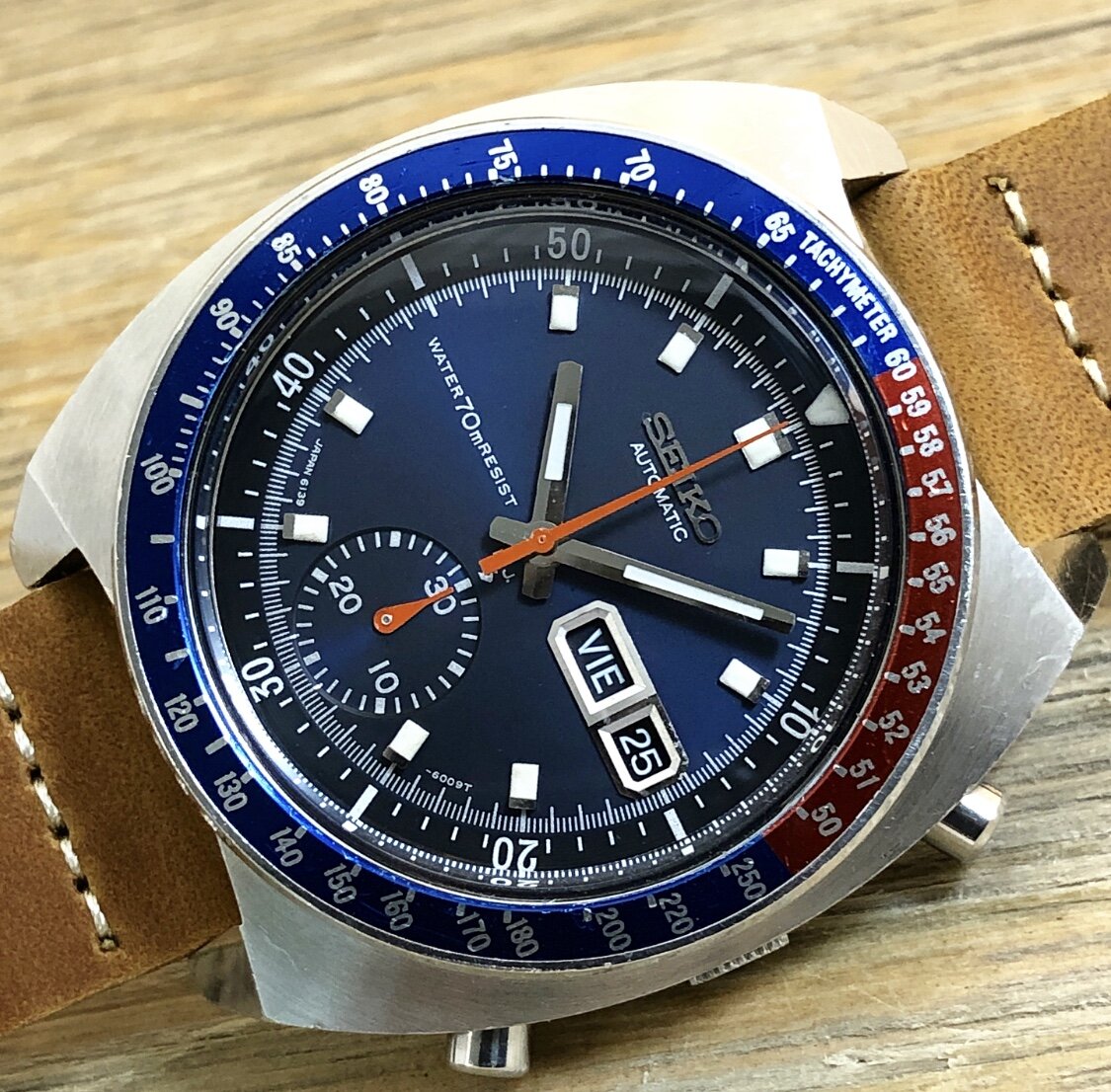 1972 Seiko 6139-6002 Automatic Chronograph “Blue Pogue” (Resist)