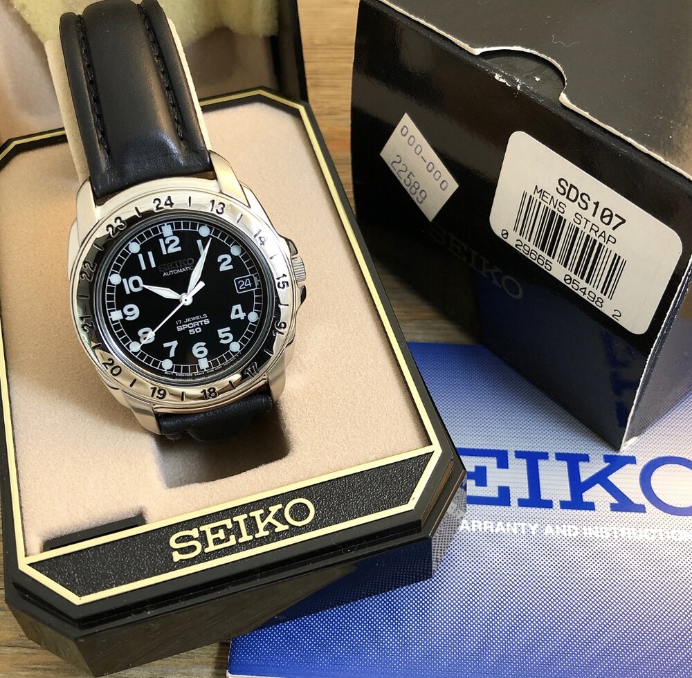 1995 NOS Seiko 7002-8059 Auto “Sports 50” Field Watch (Box/Papers) FULL KIT