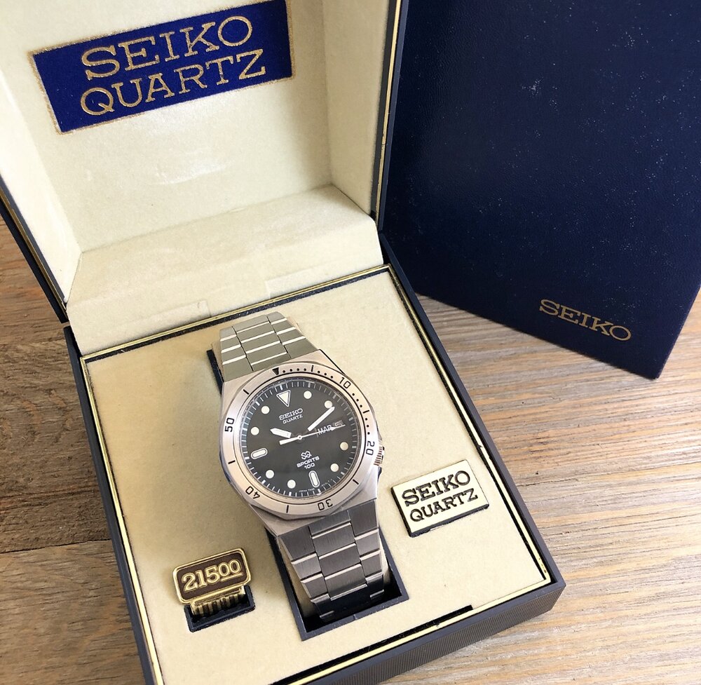 1978 Seiko 7546-603F Quartz “Sports 100” 100m Sport Diver (Inner/Outer Box,  Original Receipt)