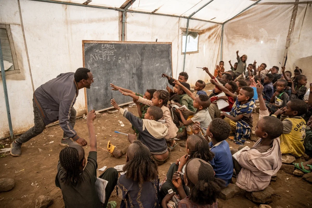 Children learn in a classroom in Ethiopia