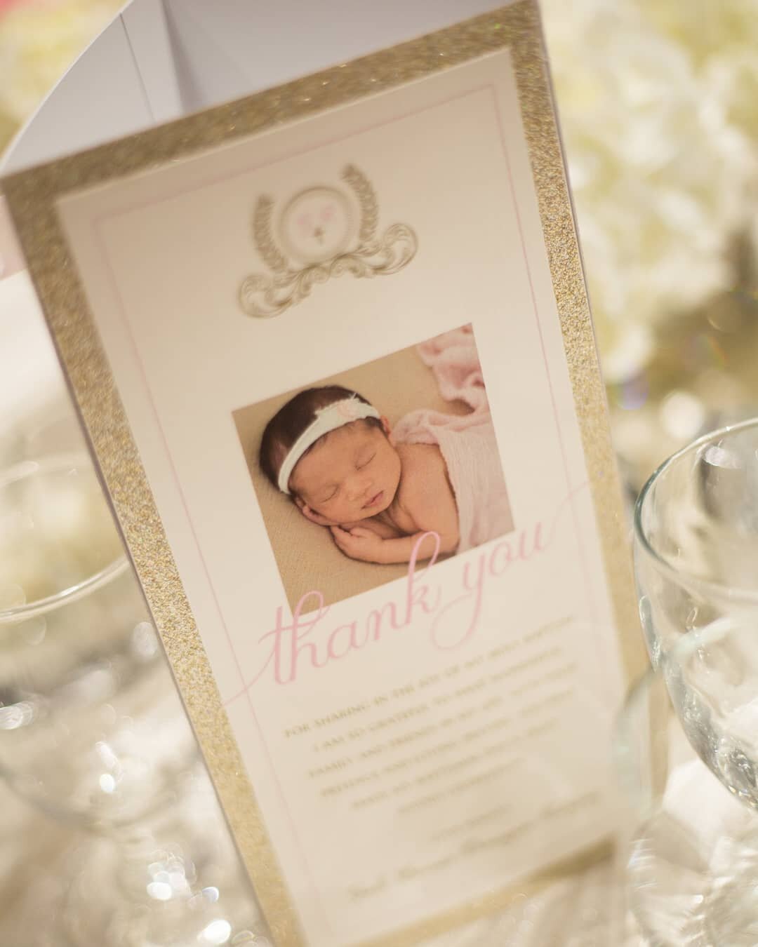 Love when our wonderful clients send us pictures from their special day ❤  We created day-of stationery for Giselle's baptismal reception, featuring soft pearl pinks, glitter gold, and ivory, adorned with gold accents. Scroll through to see some glam