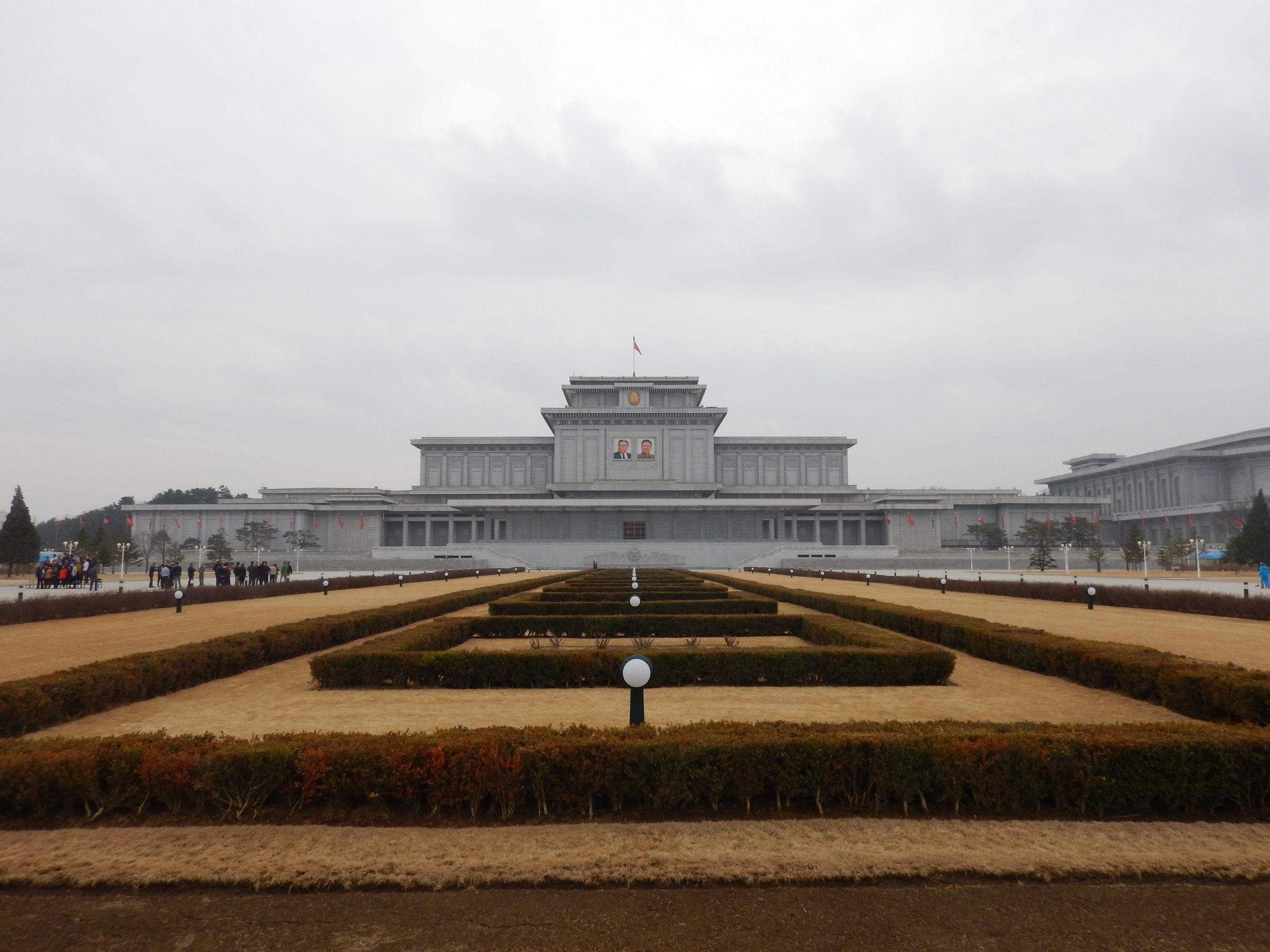  The Kumsusan Palace of the Sun, a massive concrete fortress north of the capital originally built as Kim Il-sung's primary residence, now served as a mausoleum housing the two deceased North Korean rulers. (Photo by Ethan Jakob Craft.) 