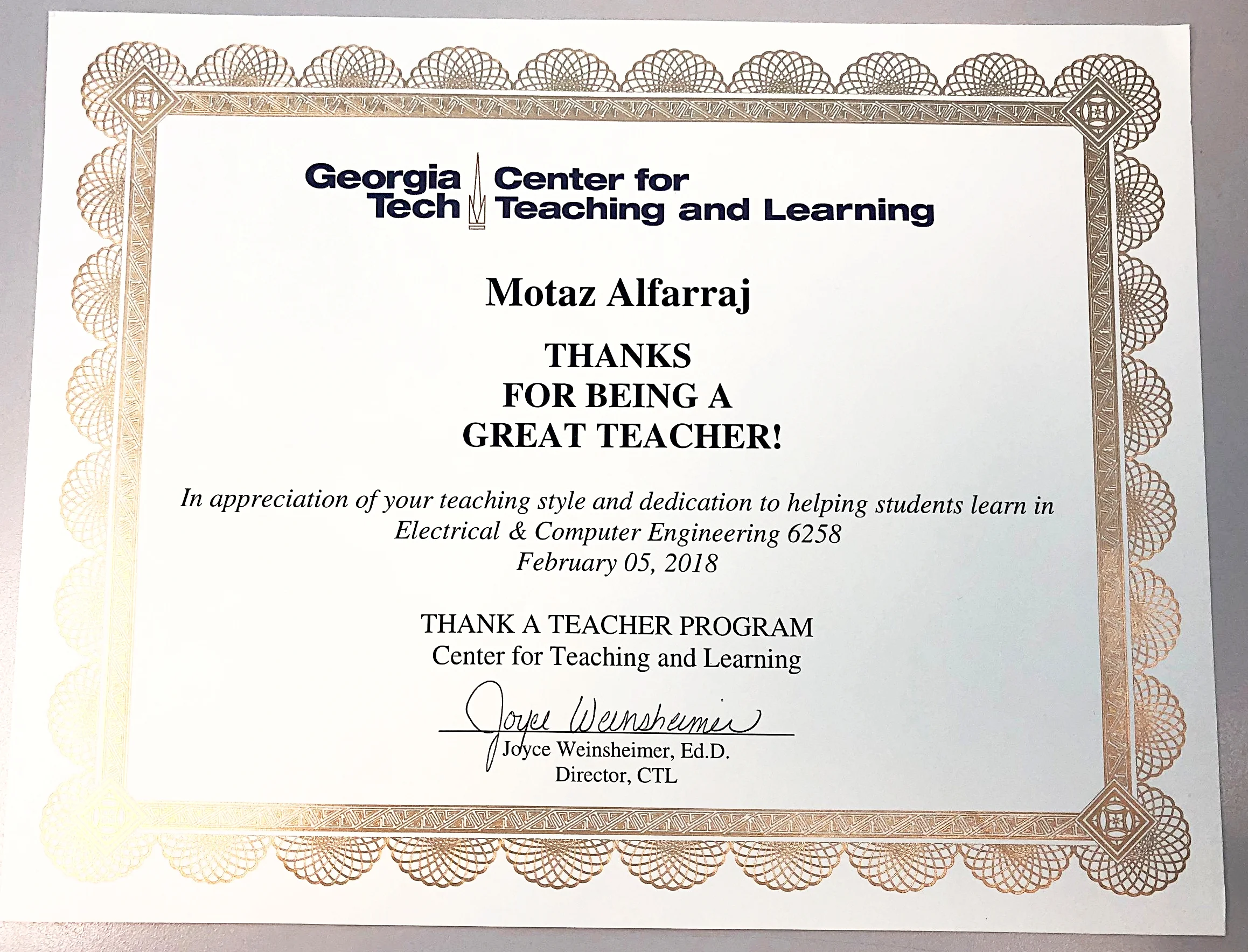 Thanks for Being a Great Teacher