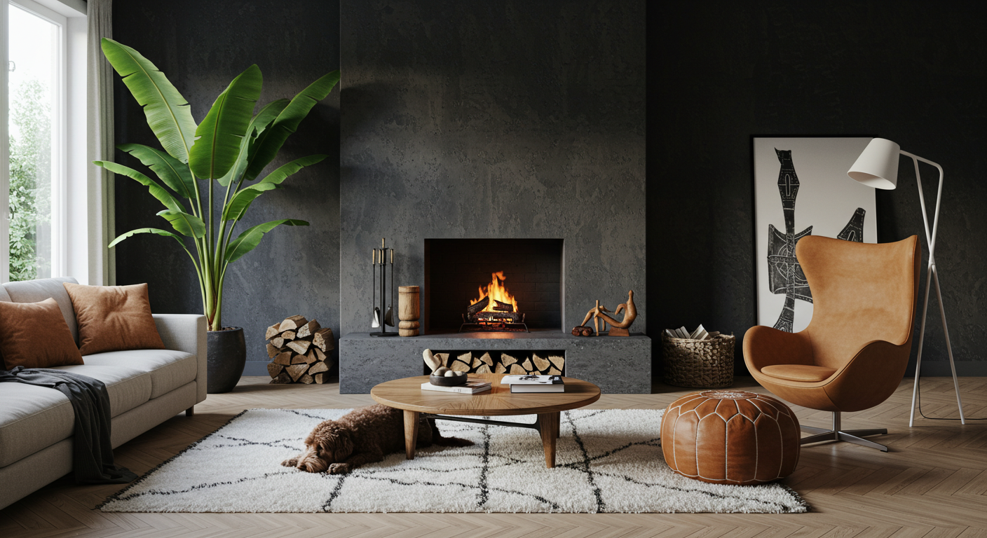 Dark & Moody Living room template