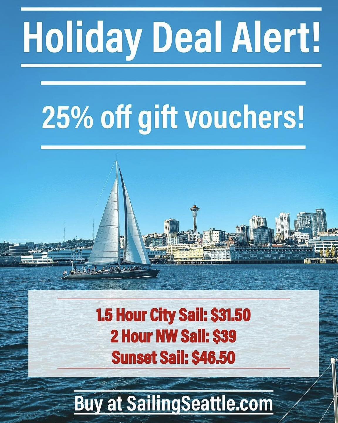 This holiday season we are again selling sailing vouchers for 25% off! Purchase as a gift or for yourself to save money on next summers&rsquo; sailings! Remember, these never expire. A great way to support a small, family run business! Purchase at Sa