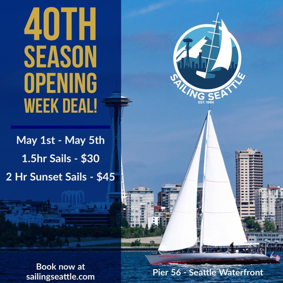 Bookings for our opening week (May 1st-May 5th) are live! And to kick off our 40th season, we are offering special discounted tickets for the first 5 days. Only $30 for the 1.5 hour sails and $45 for the 2 hour Sunset Sails. As they&rsquo;ve always b