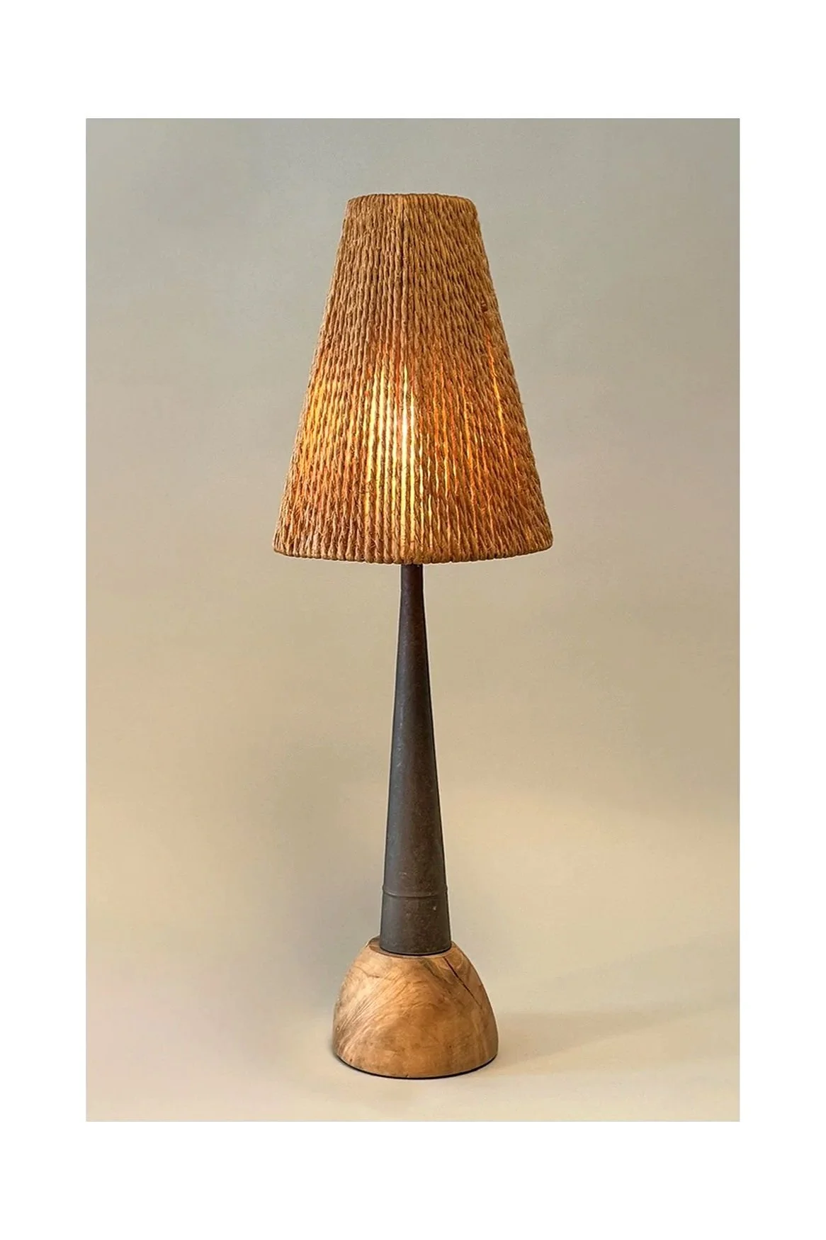 Antique Horn Table Light with Royère shade No.14T