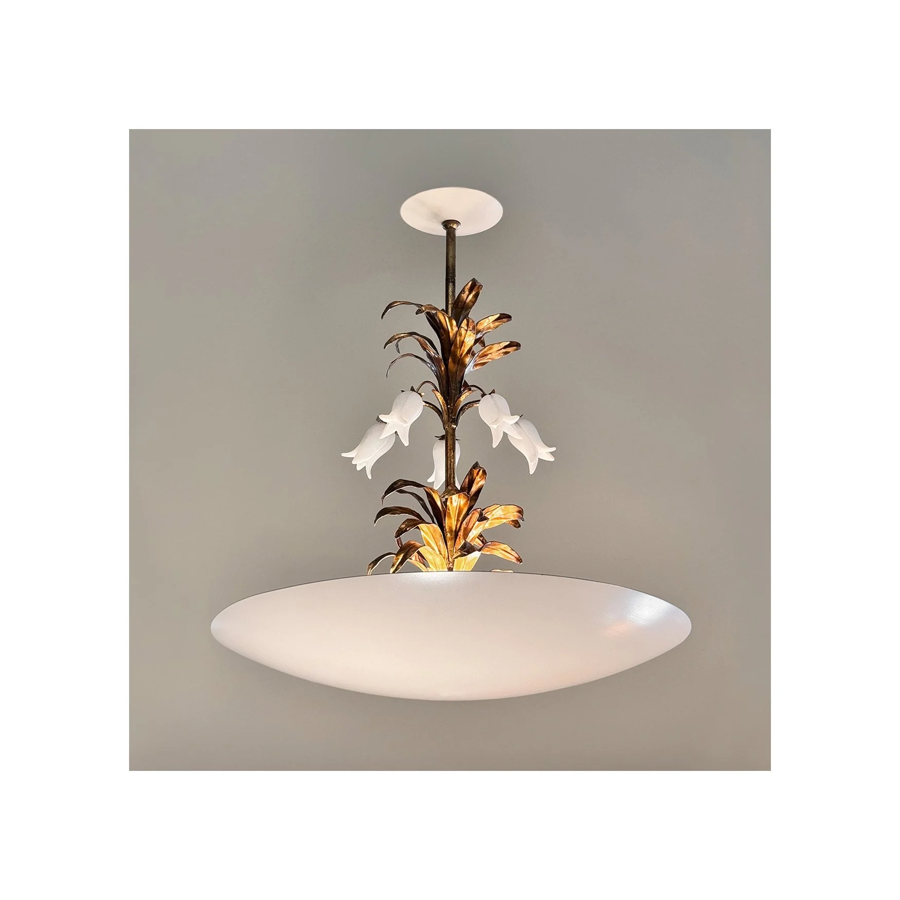 Gilded Half Dome Lily Pendant Light No.022P