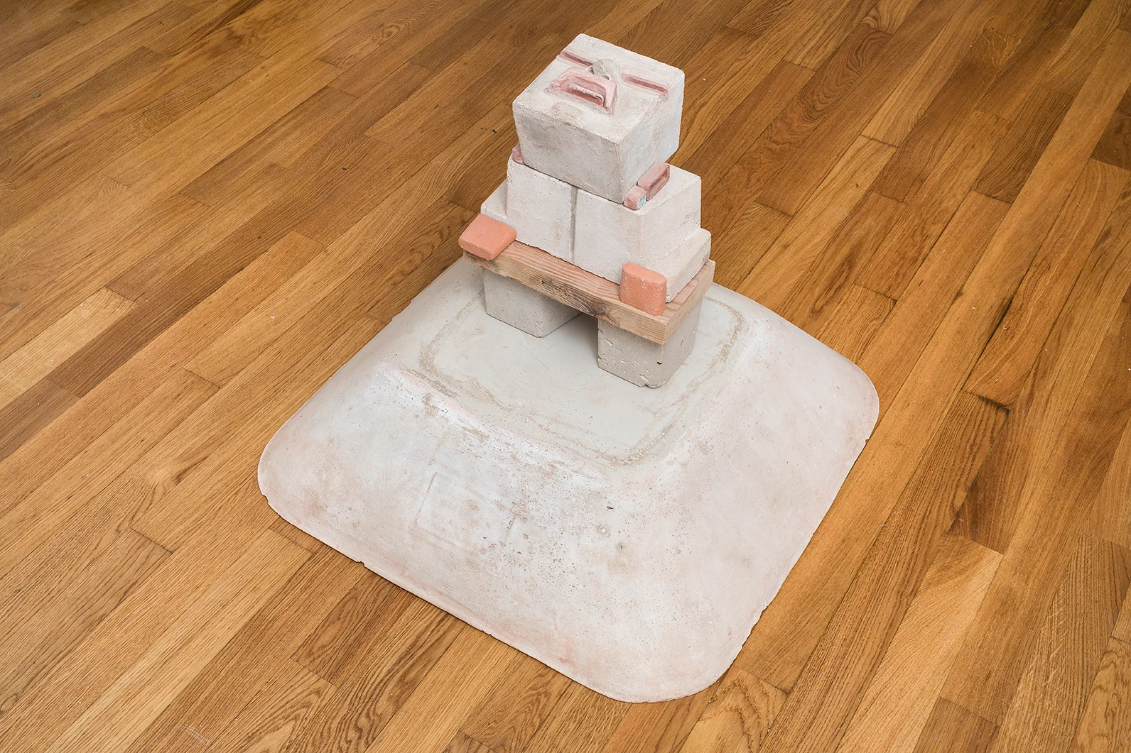 Steve Keister Olmecoid Figure 2005 Cement, ceramic, acrylic, and wood 24 x 28 x 28 inches