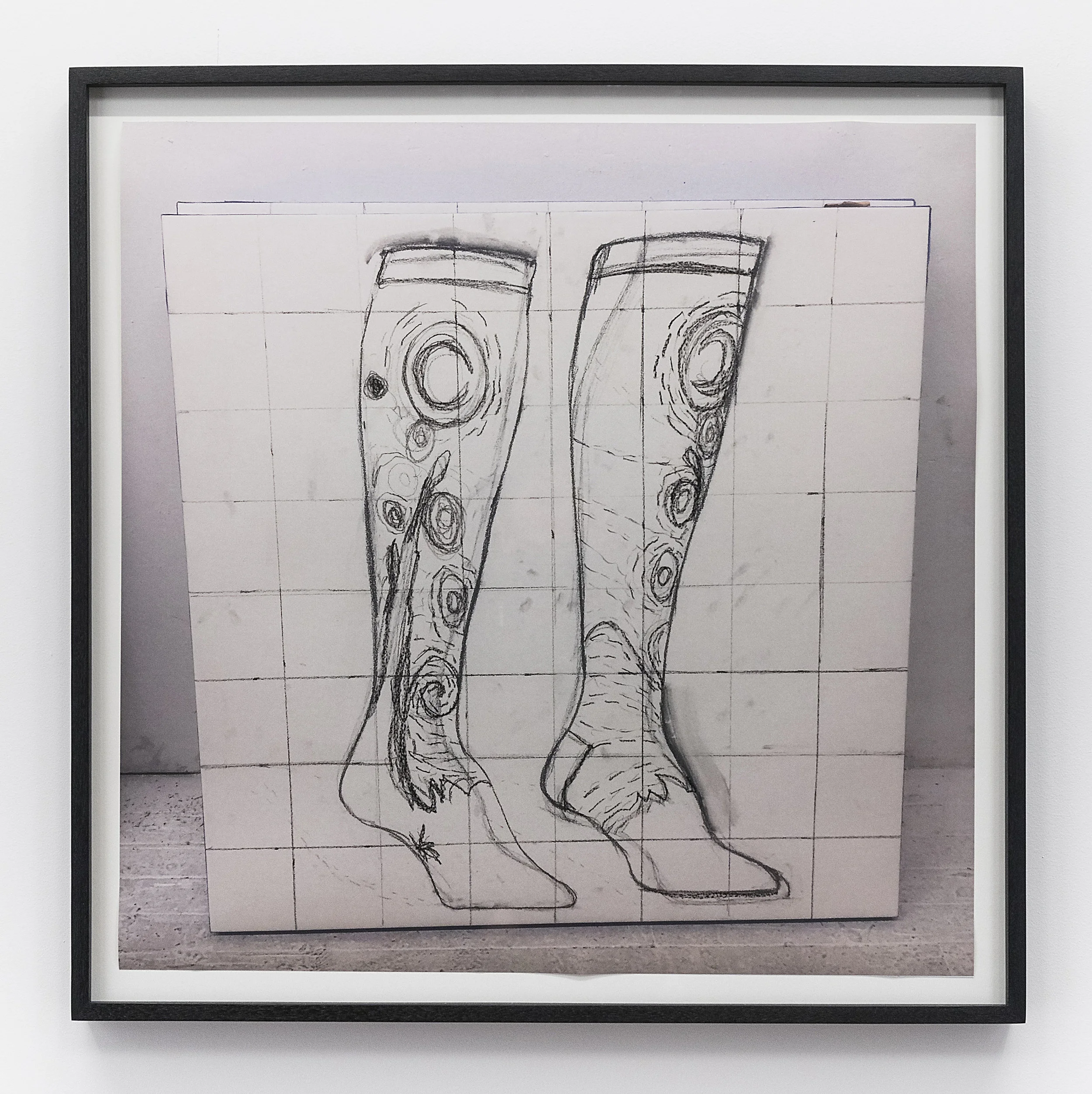 Gina Beavers Van Gogh Socks 2018 Inkjet and crayon on paper 23 1/2 x 23 1/2 inches