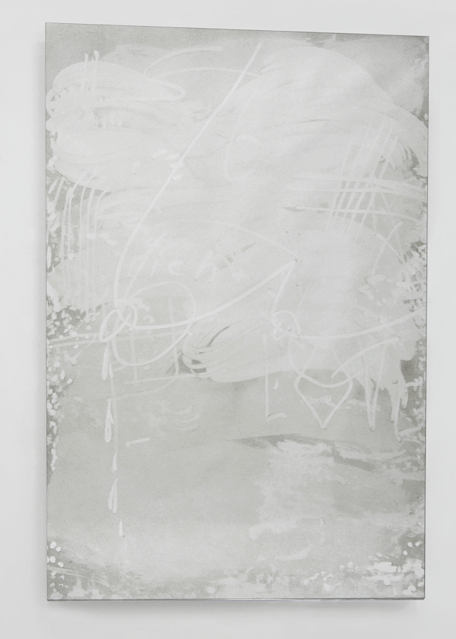 Tony Matelli Big Tits 2011 Enamel on mirror 72 x 48 inches