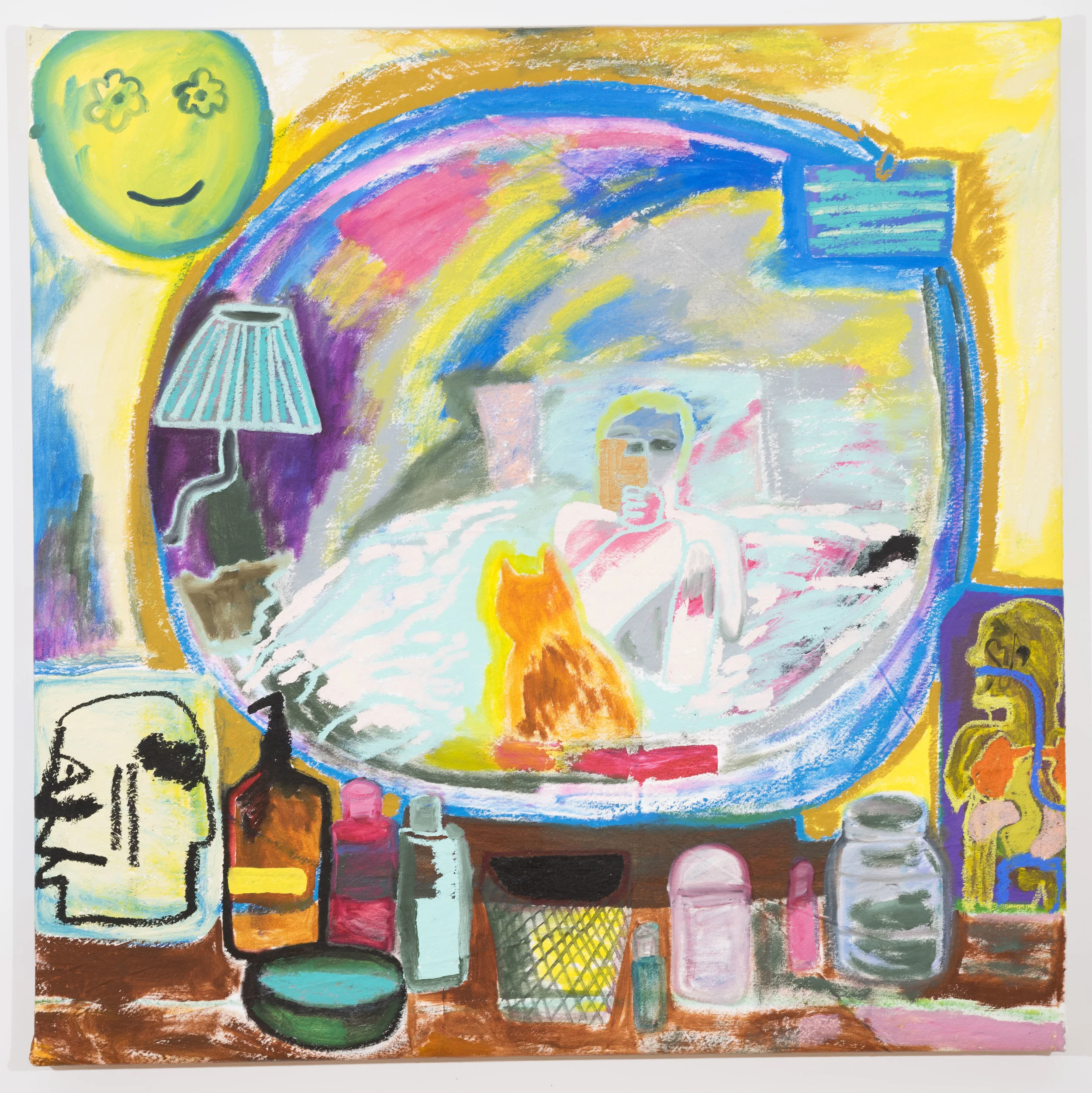 Jennifer Sullivan Mirror Bed 2018 Oil and oil stick on canvas 46 x 46 inches