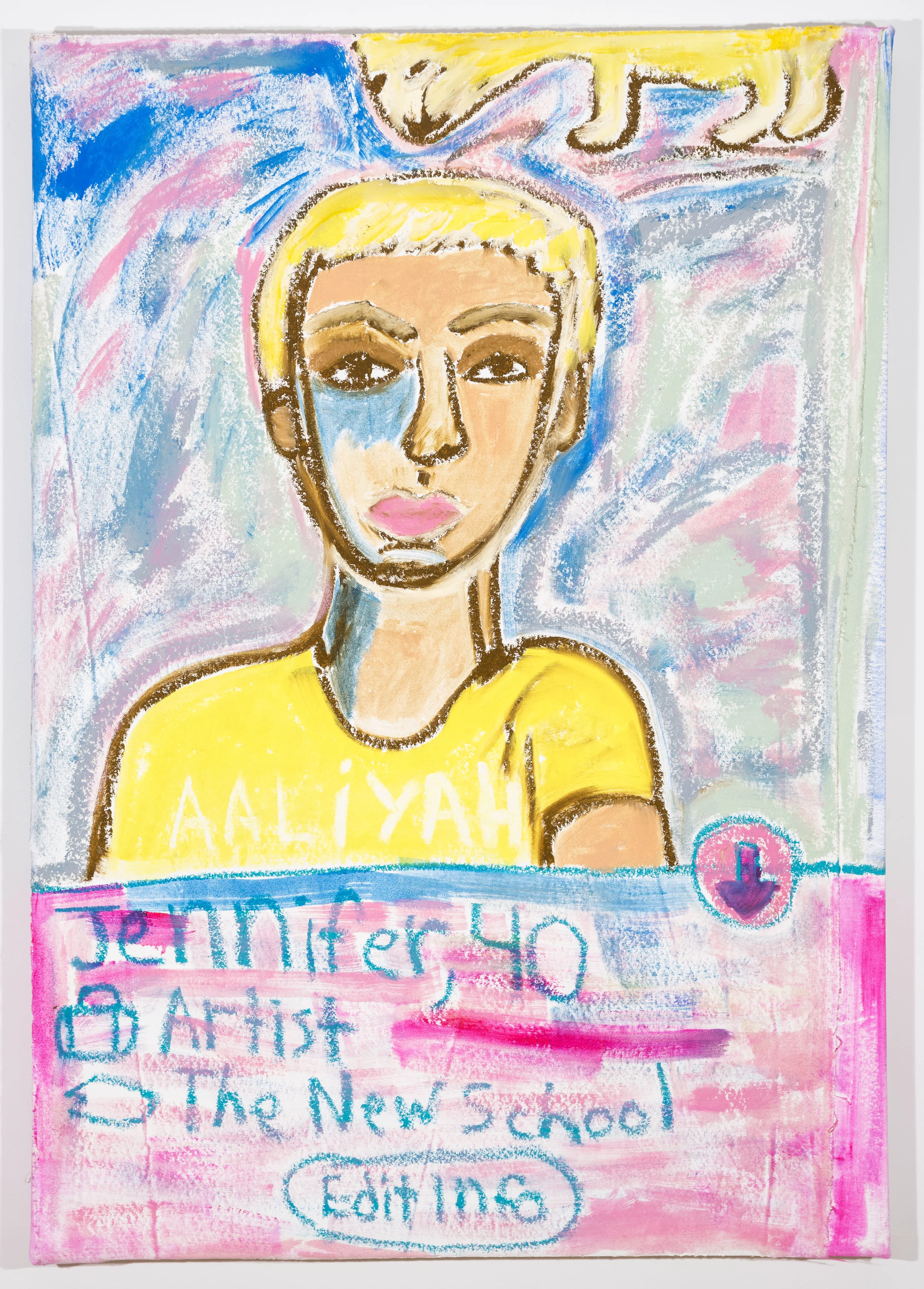 Jennifer Sullivan Exorcism of the Last Tinder Profile I Ever Made 2018 Oil and oil stick on canvas 40 x 28 inches