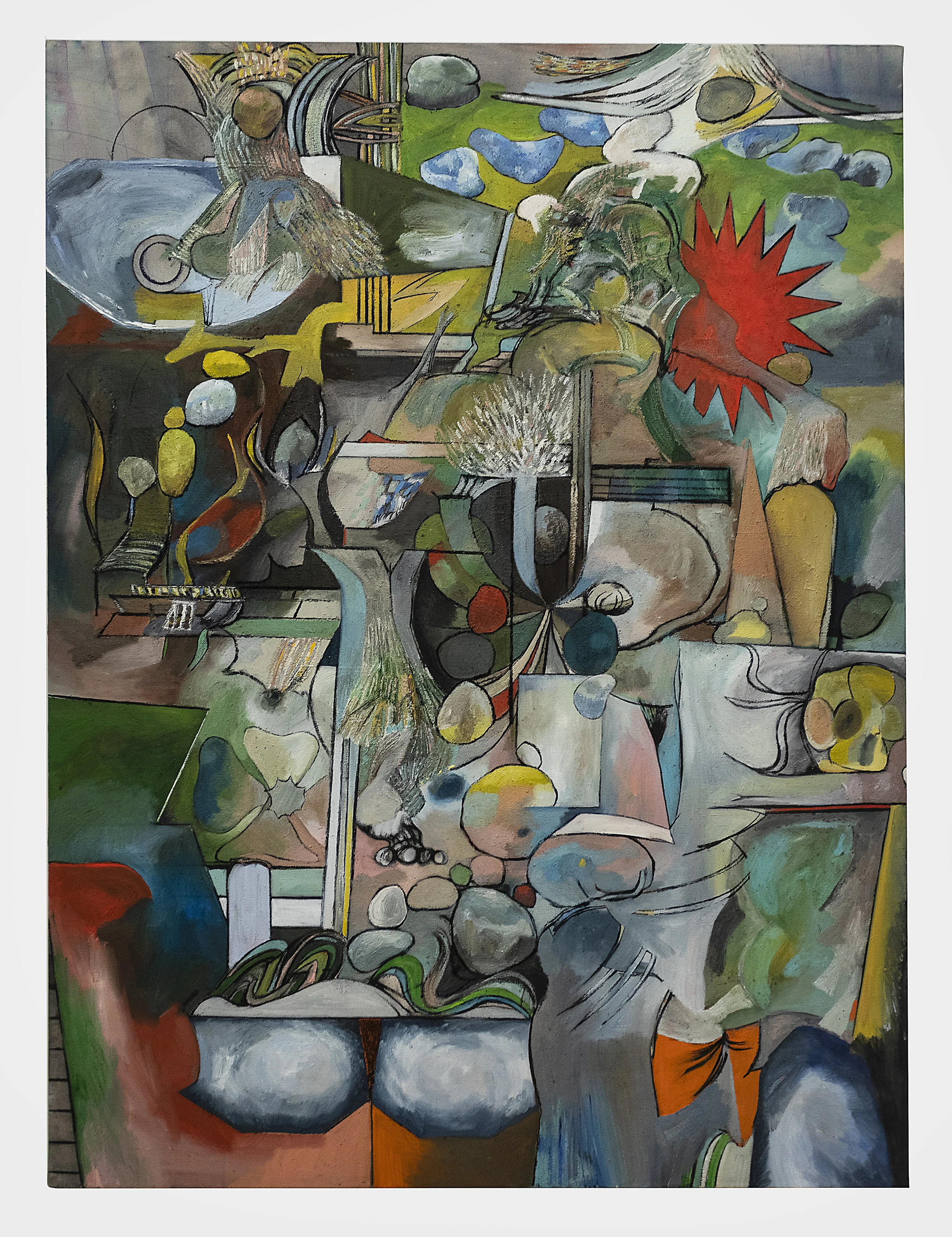 Matias Argañaraz Untitled (A.T.i.O.) 2018 Oil, acrylic, and charcoal on canvas 56 x 42 inches