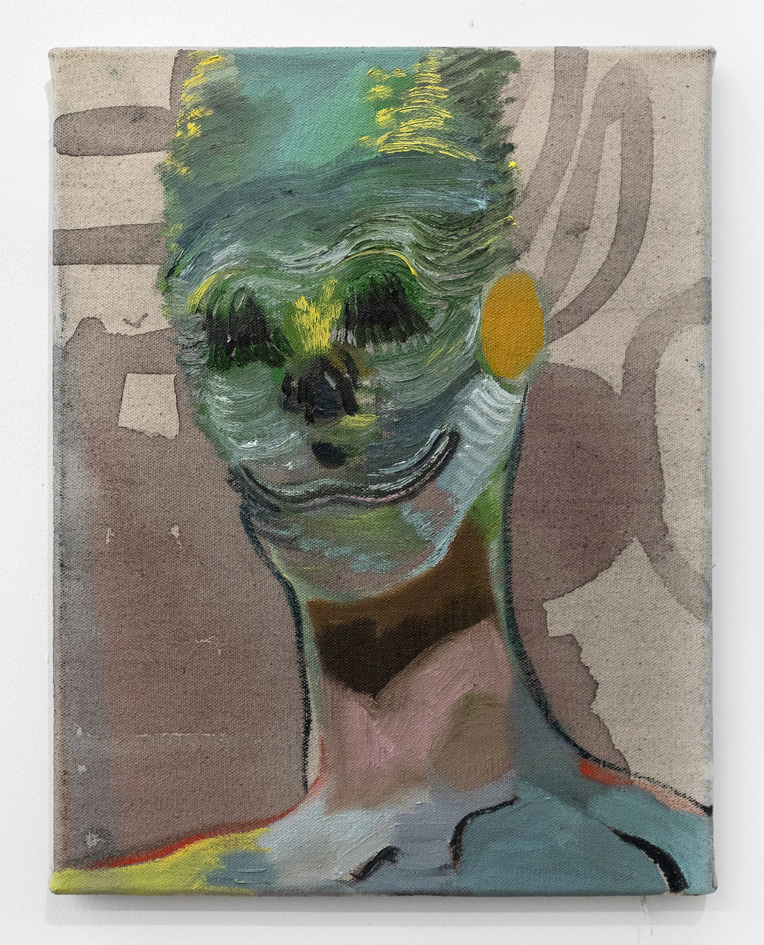 Matias Argañaraz Untitled (Smart) 2018 Oil and wine on canvas 14 x 11 inches