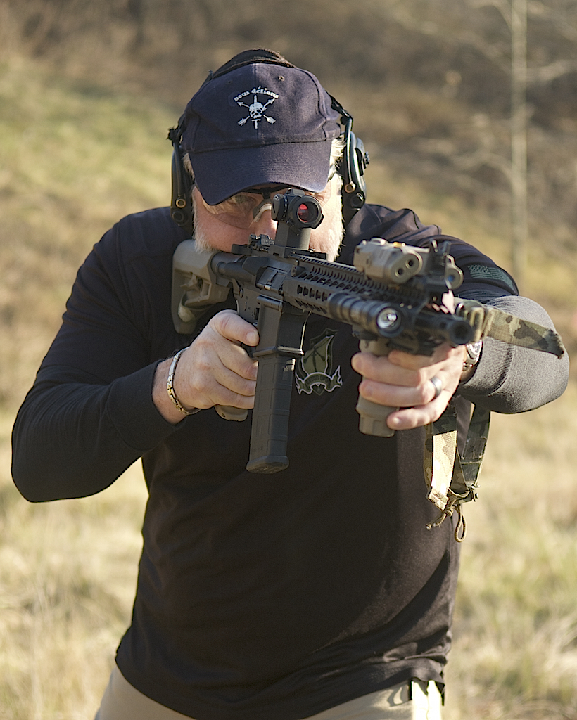 Mike Green engages target during one of daylight scenarios.