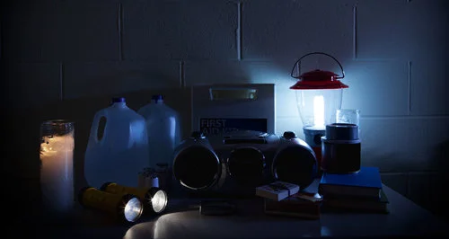 Picture of supplies in a house during a blackout