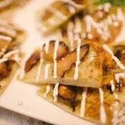 Amuse Bouche Personal Chef Roasted Pear, Pesto, Goat Cheese Flatbread