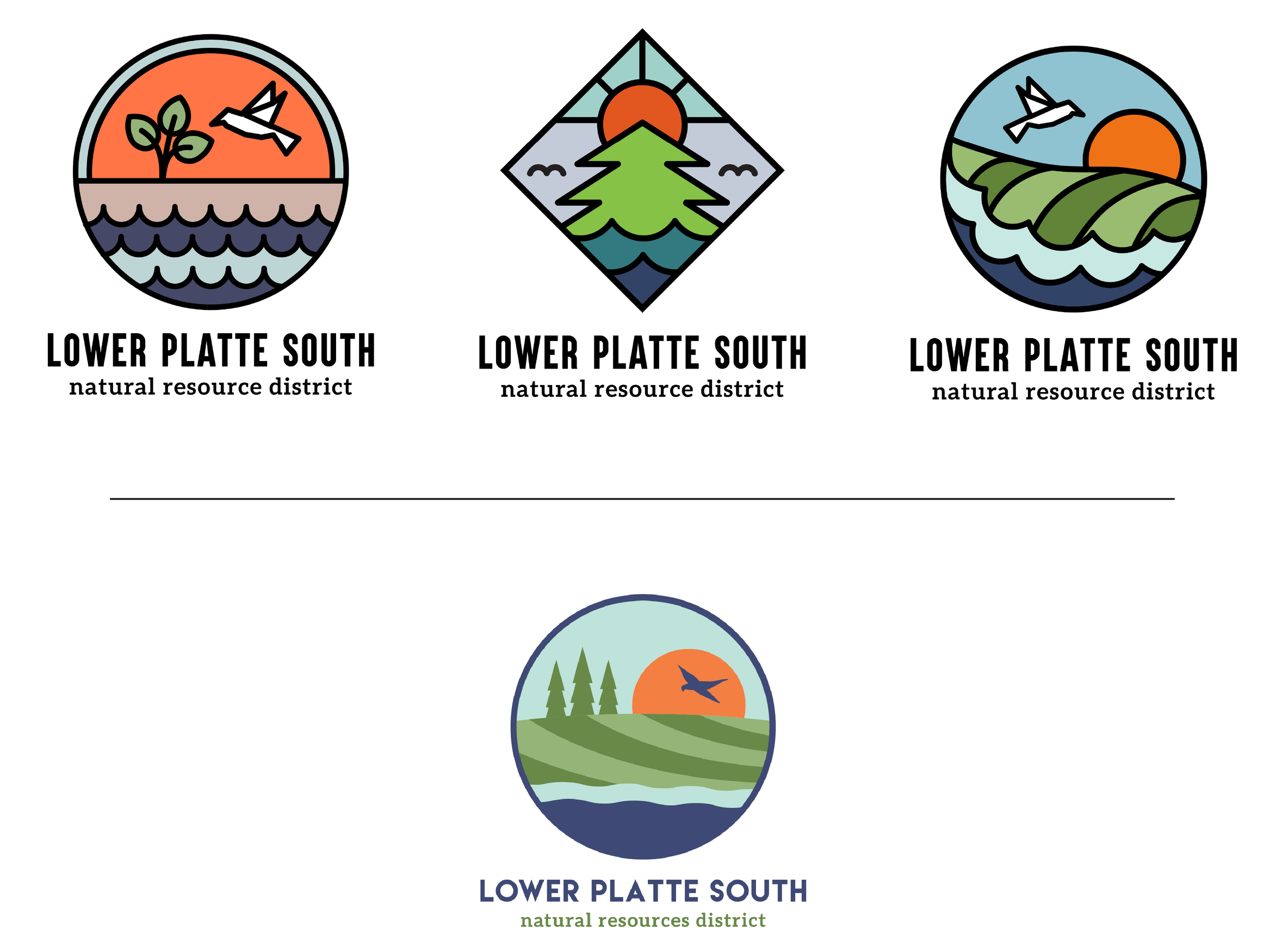   Red Thread : Lead Designer, Rebrand:  Lower Platte South Natural Resource District   Above: original iterations  |  Below: final logo 