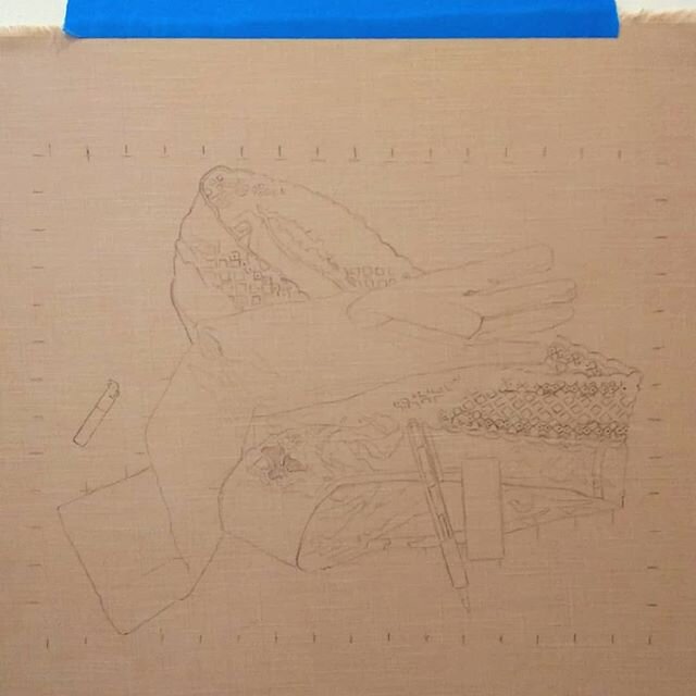 Excited to just jump into the next project.  this one is pretty big (14&quot;x18&quot;), so I used my projector to trace out my photo reference because why not? I'm all for making my life easier. It's not perfect but this will help me keep my proport