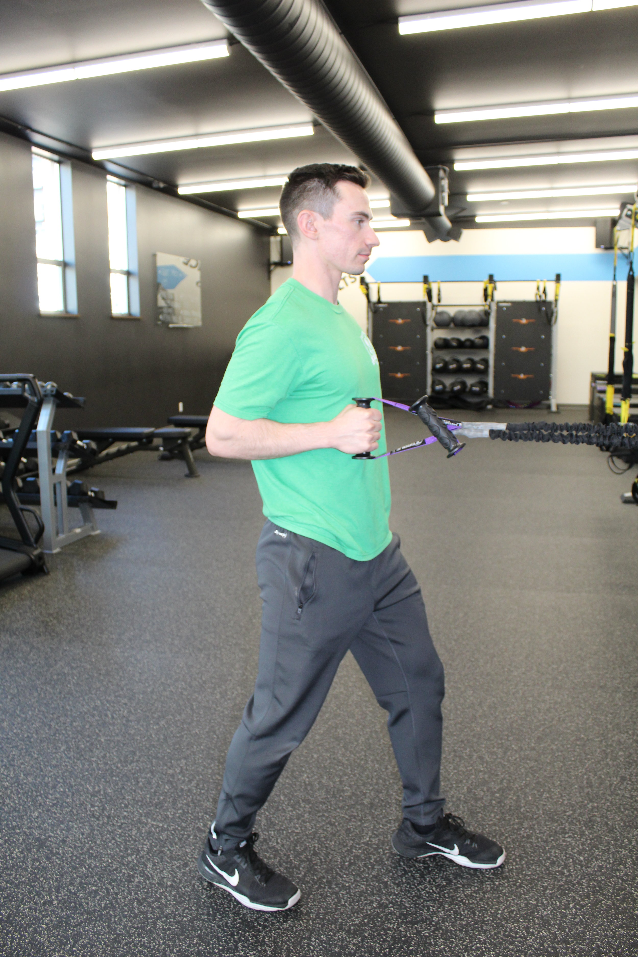 Pull toward the body to finish