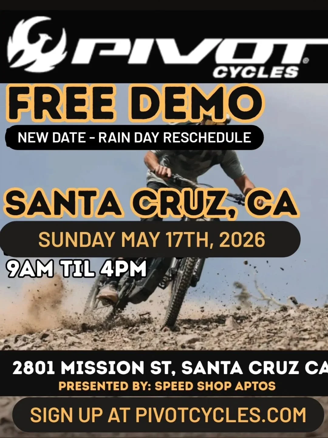 We got rained out last time- so here's your chance to get on a bike! Reach out to the shop, or visit the Demo Tour page at pivotcycles.com

#pivotcycles 
#demo
#speedshop 
#santacruz 
#mtb
