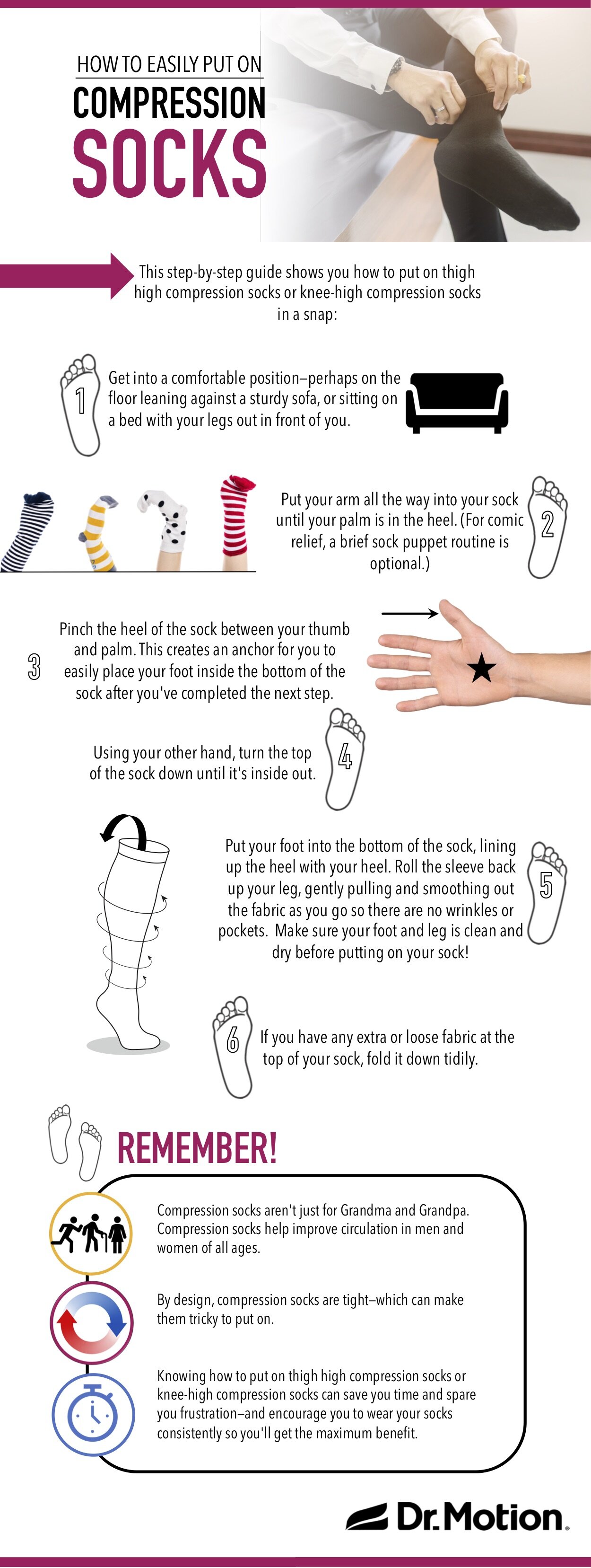 How to Put on Compression Socks Easily [Infographic]