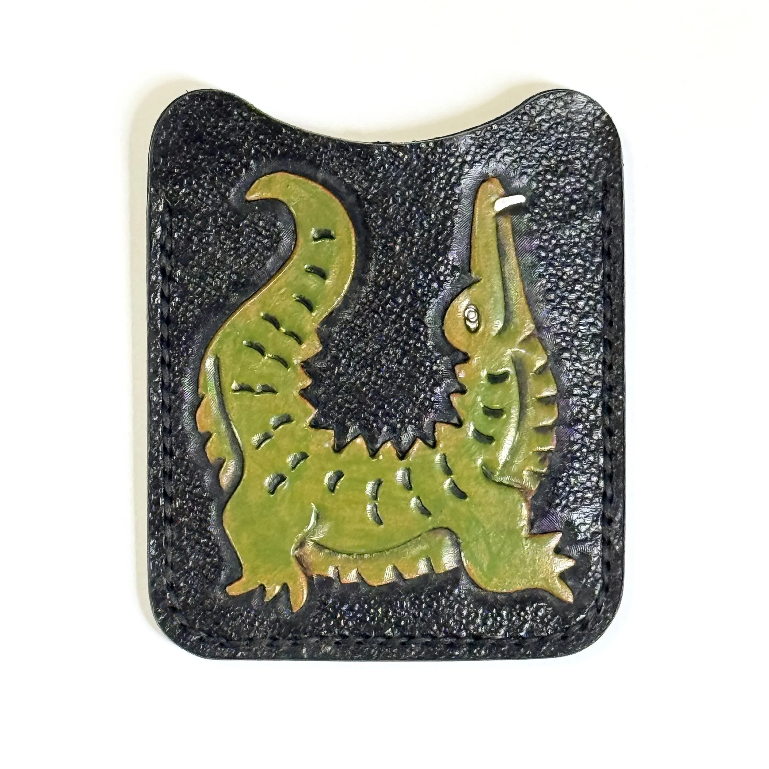 Green Alligator with Watching Eye Mini Wallet